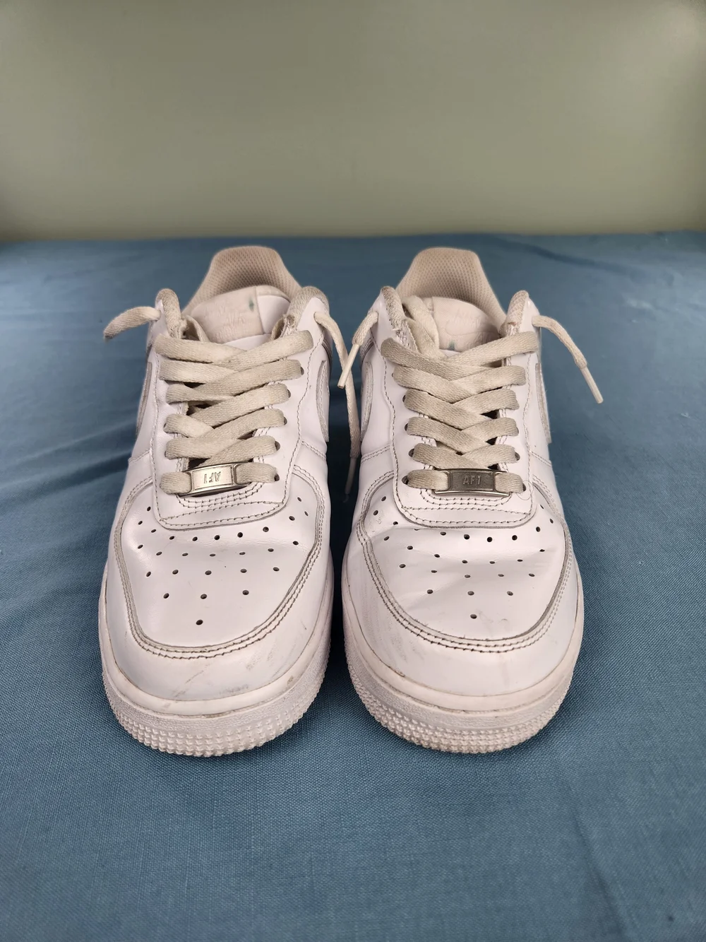 Nike Air Force 1 Low Top White Leather Lace-Up Sneakers Men's 6